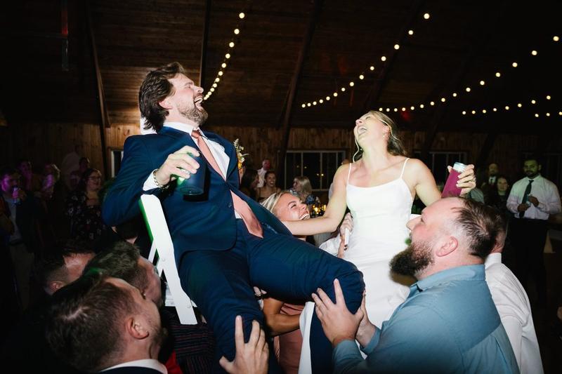 Outdoor New England fall wedding ceremony
